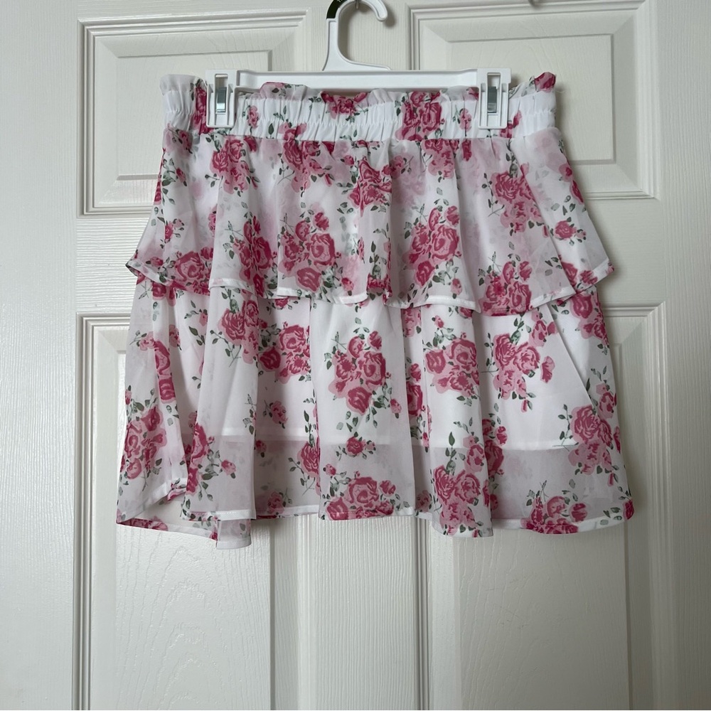 SHEIN Privé Ladies Casual Ditsy Floral Ruffle Hem Skirt For Summer